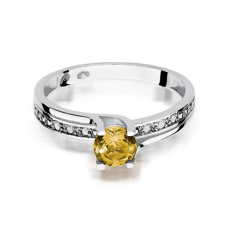 Anello Solya in Oro con Quarzo Citrino e 6 Diamanti