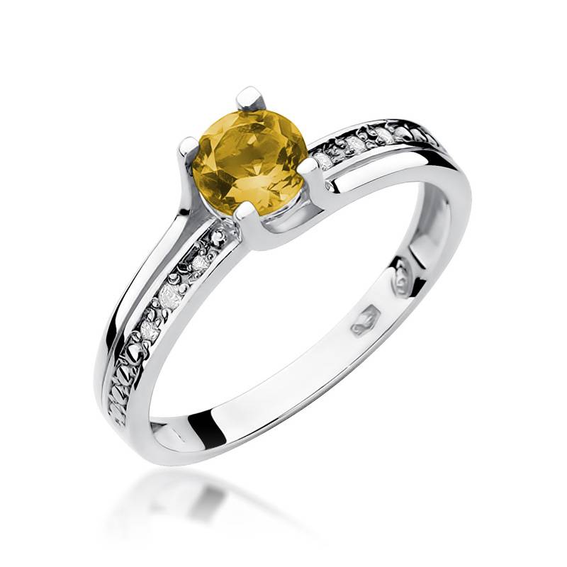 Anello Solya in Oro con Quarzo Citrino e 6 Diamanti