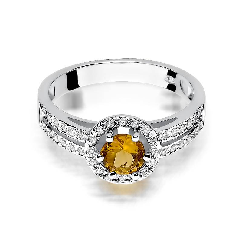 Solaris Ring in Gold with Citrine Quartz and 40 Diamonds