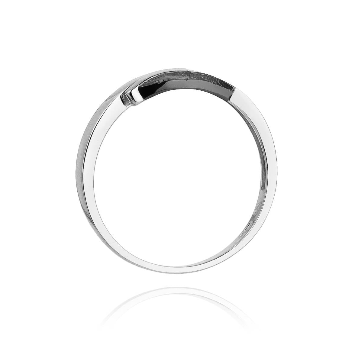 Bague Foil en Or avec 3 diamants Noirs et 3 Diamants Blancs