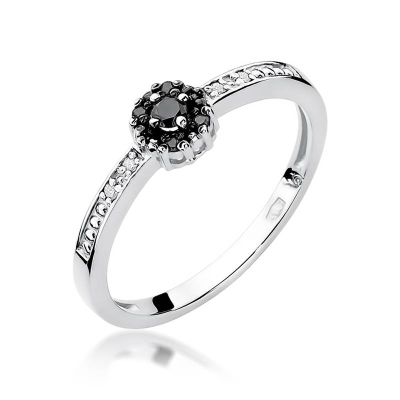 Yin Ring in Gold with 5 Black Diamonds and 4 White Diamonds