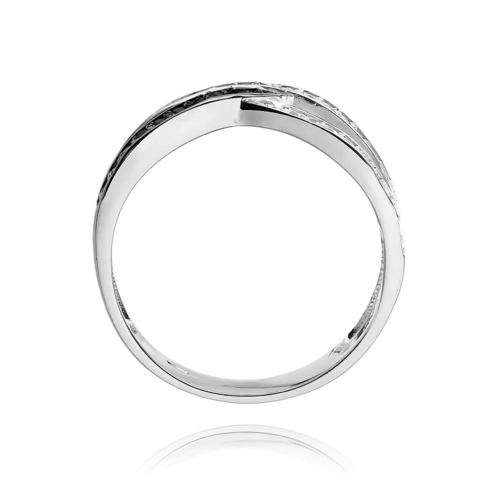 Bague Dual en Or avec 17 Diamants Noirs et 34 Diamants Blancs