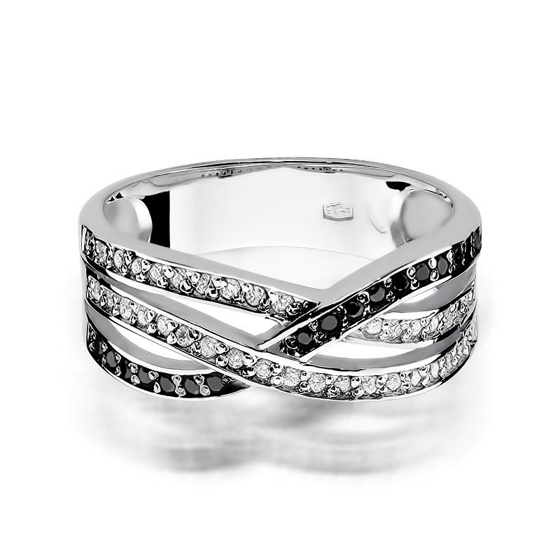 Bague Dual en Or avec 17 Diamants Noirs et 34 Diamants Blancs