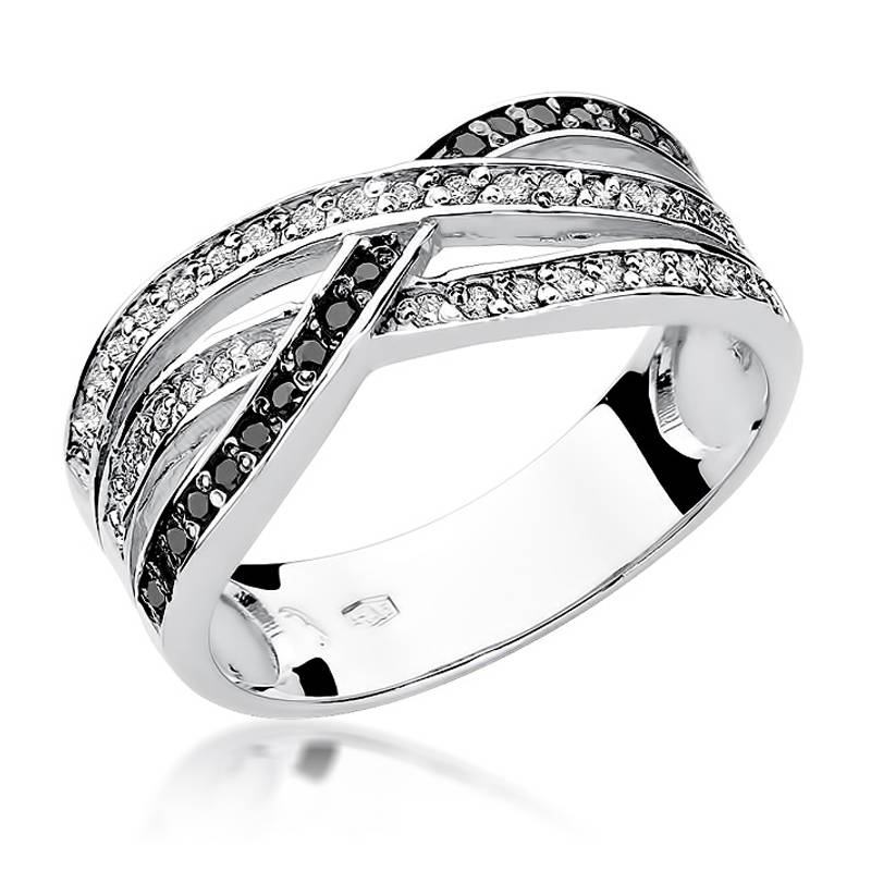 Bague Dual en Or avec 17 Diamants Noirs et 34 Diamants Blancs