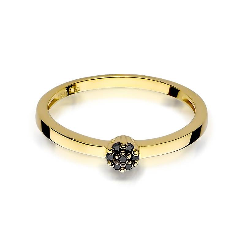 Bague mini Rosé en Or avec 7 Diamants Noirs