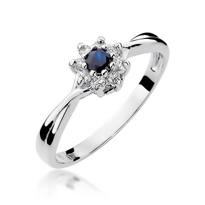 Ring Vespera aus Gold mit Saphir und 8 Diamanten