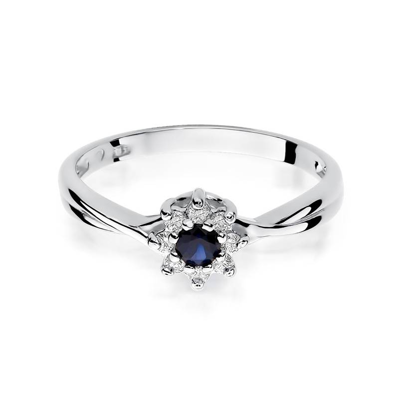 Ring Vespera aus Gold mit Saphir und 8 Diamanten