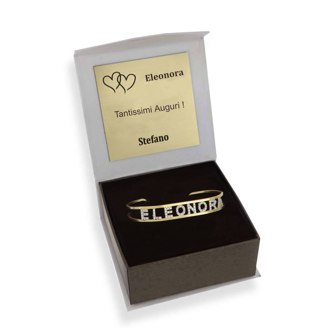 Bracciale Rigido Aperto con Nome Personalizzabile