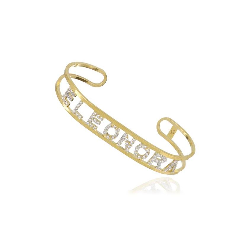 Bracciale Rigido Aperto con Nome Personalizzabile