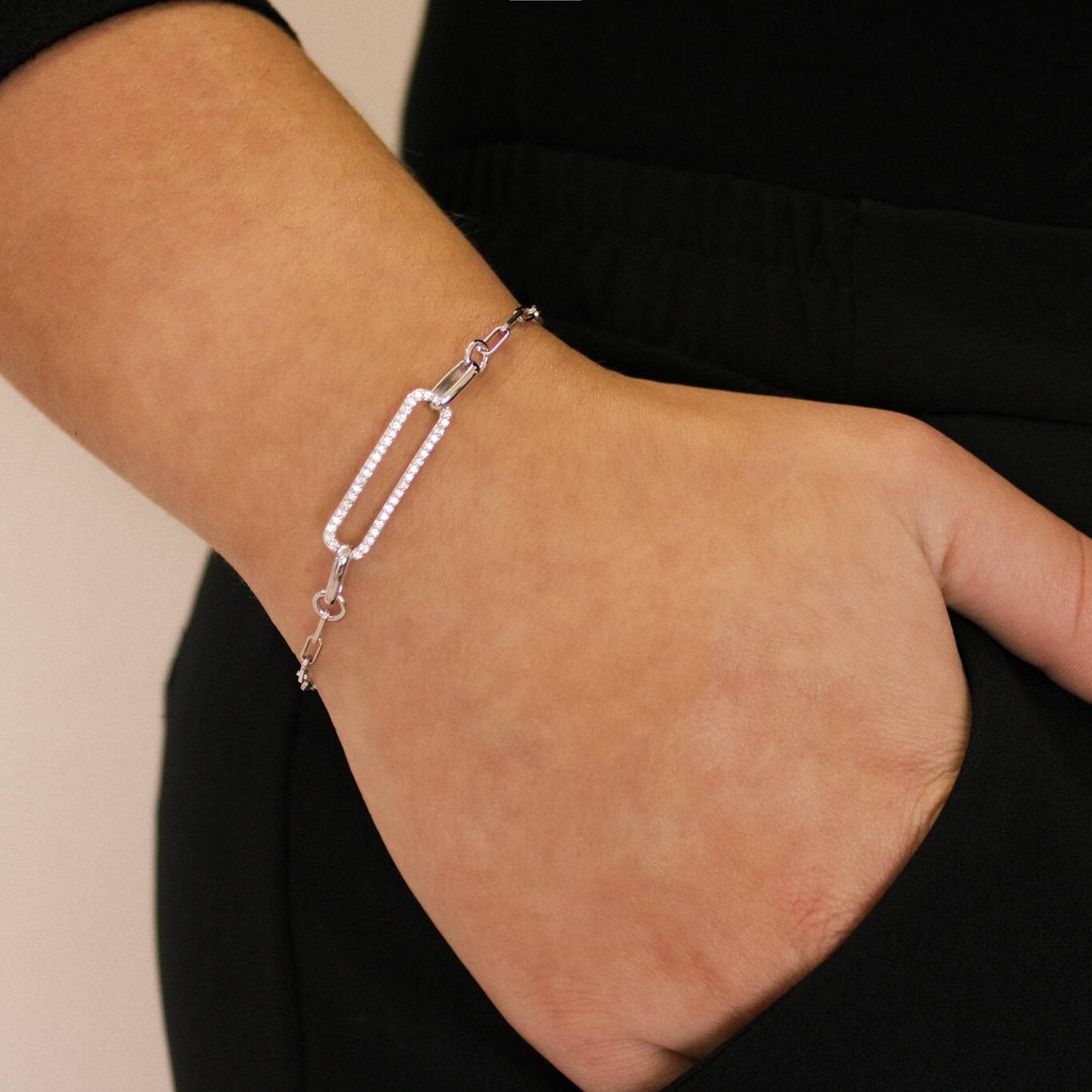 Pulsera Zed Rodiada con Circonitas