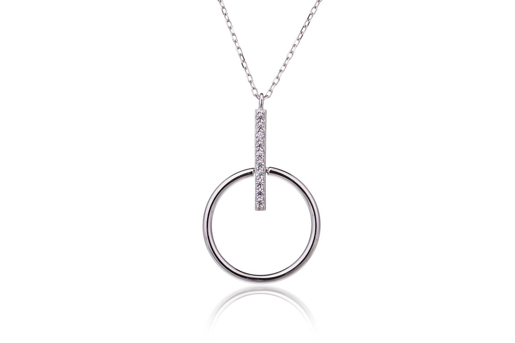 Omega-Halskette klein, rhodiniert mit weißen Zirkonia