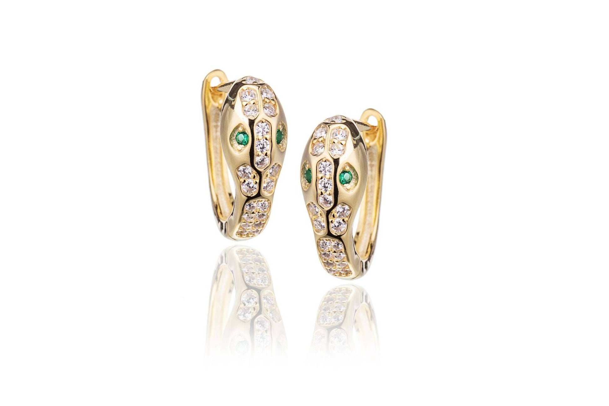 Gold Snake Head Earrings