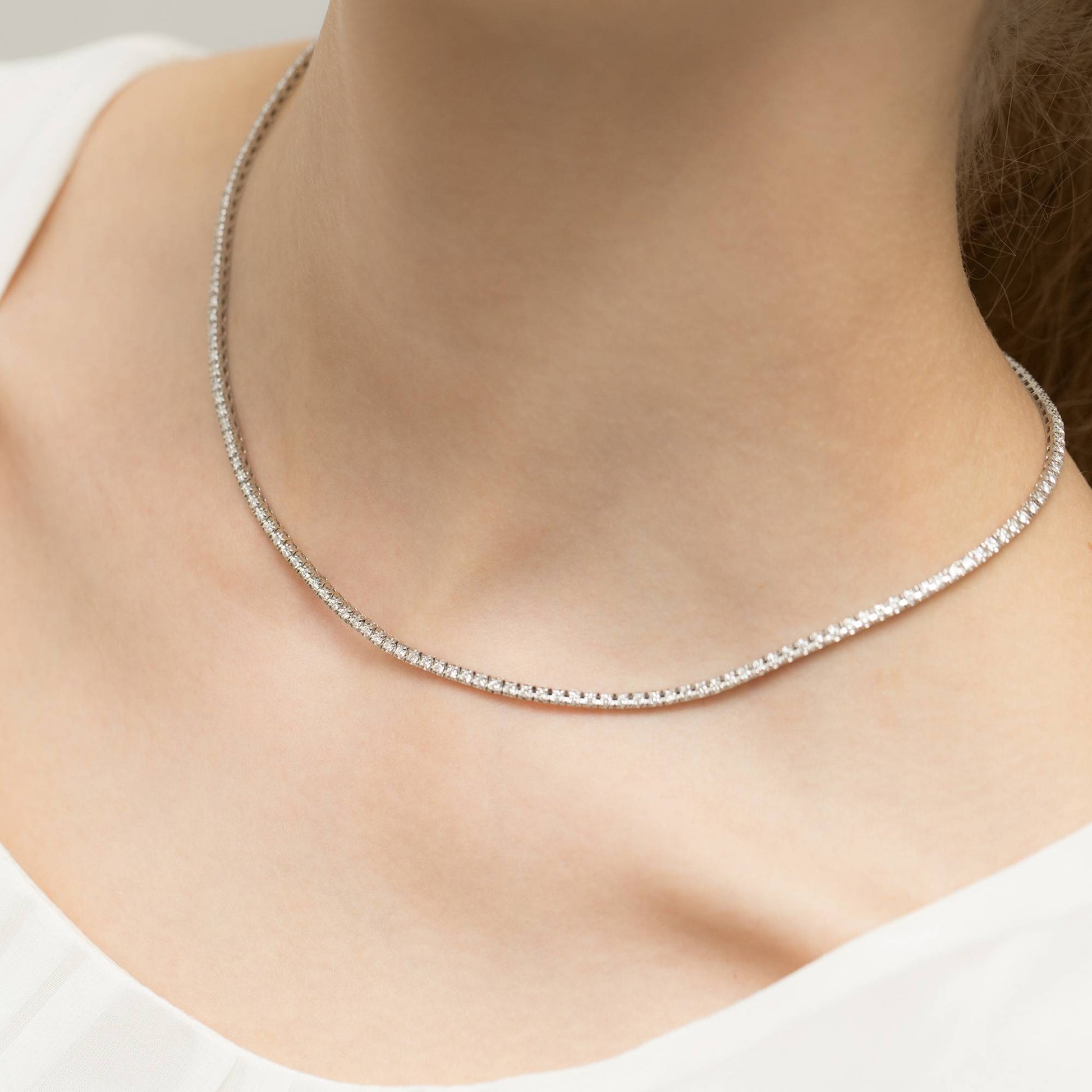 Gold Tennis Necklace with 169 Diamonds