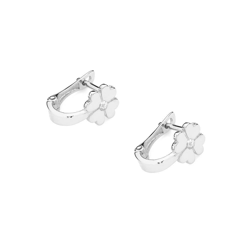 Boucles d’oreilles trèfle à quatre feuilles en or avec diamant
