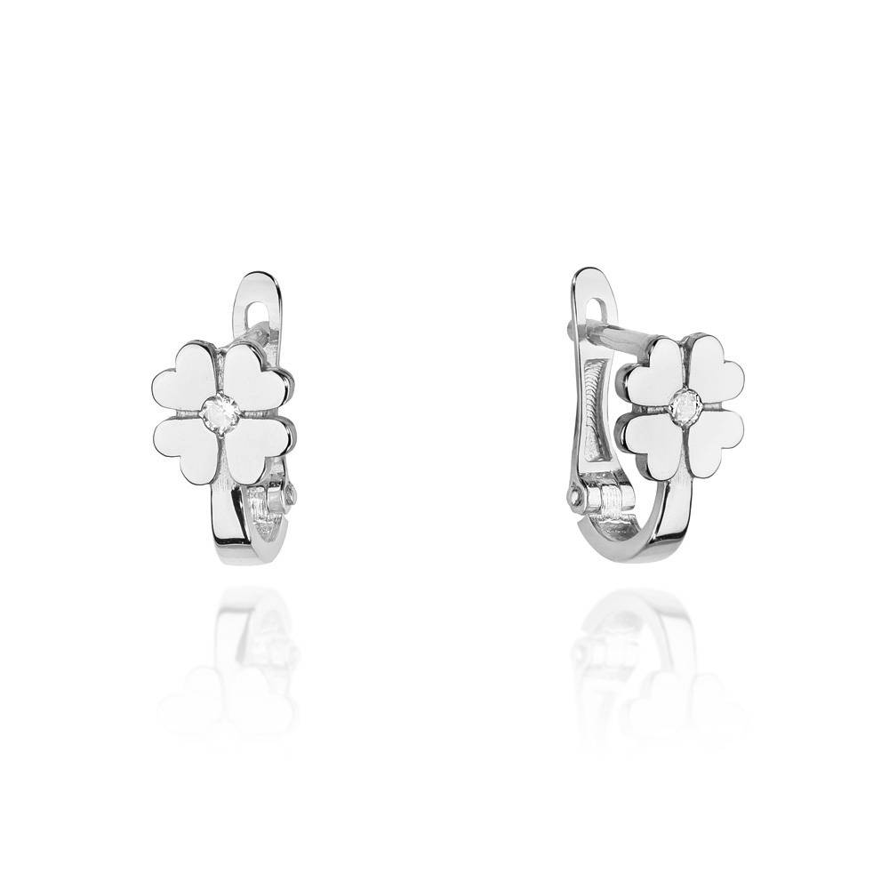 Boucles d’oreilles trèfle à quatre feuilles en or avec diamant