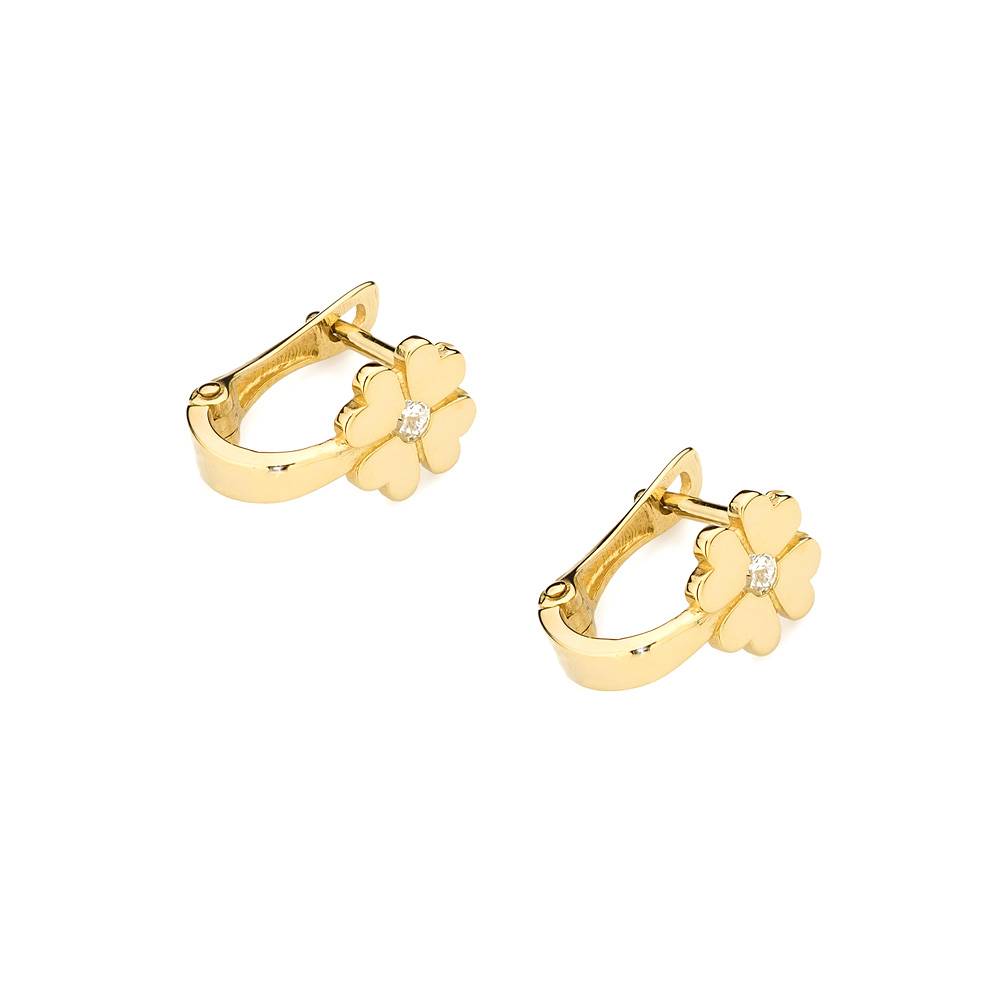 Boucles d’oreilles trèfle à quatre feuilles en or avec diamant