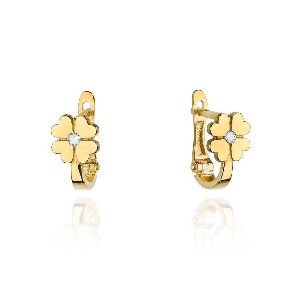 Boucles d’oreilles trèfle à quatre feuilles en or avec diamant