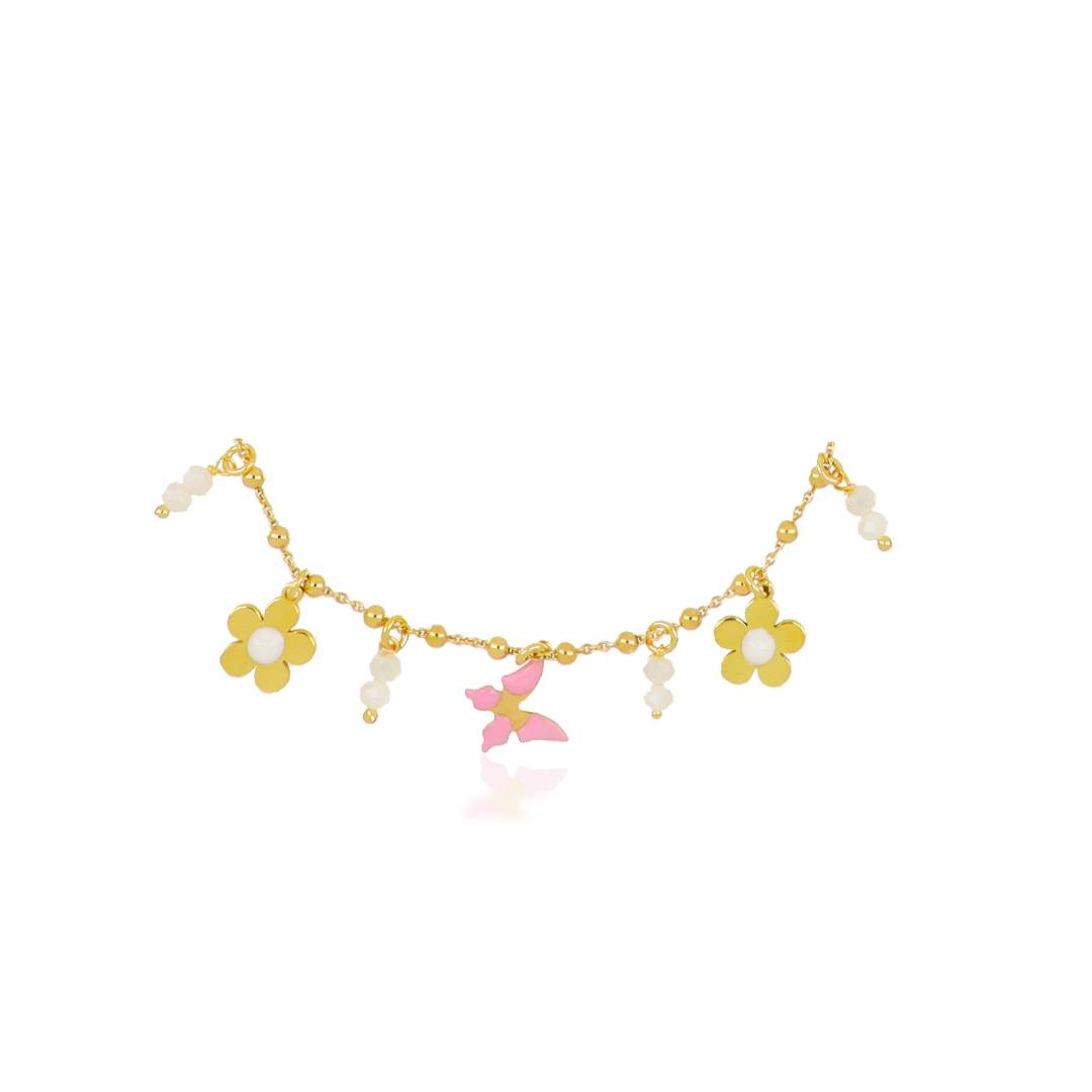 Pulsera de dijes de mariposa y margaritas