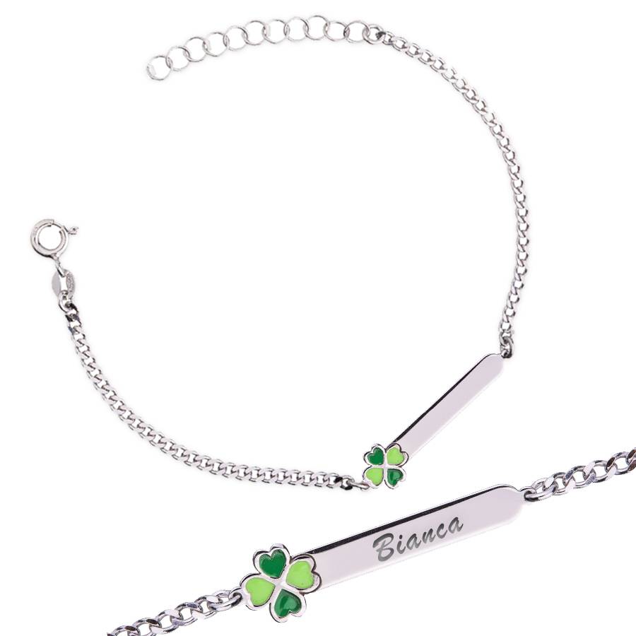 Children's Bracelet with Green Clover on Tag