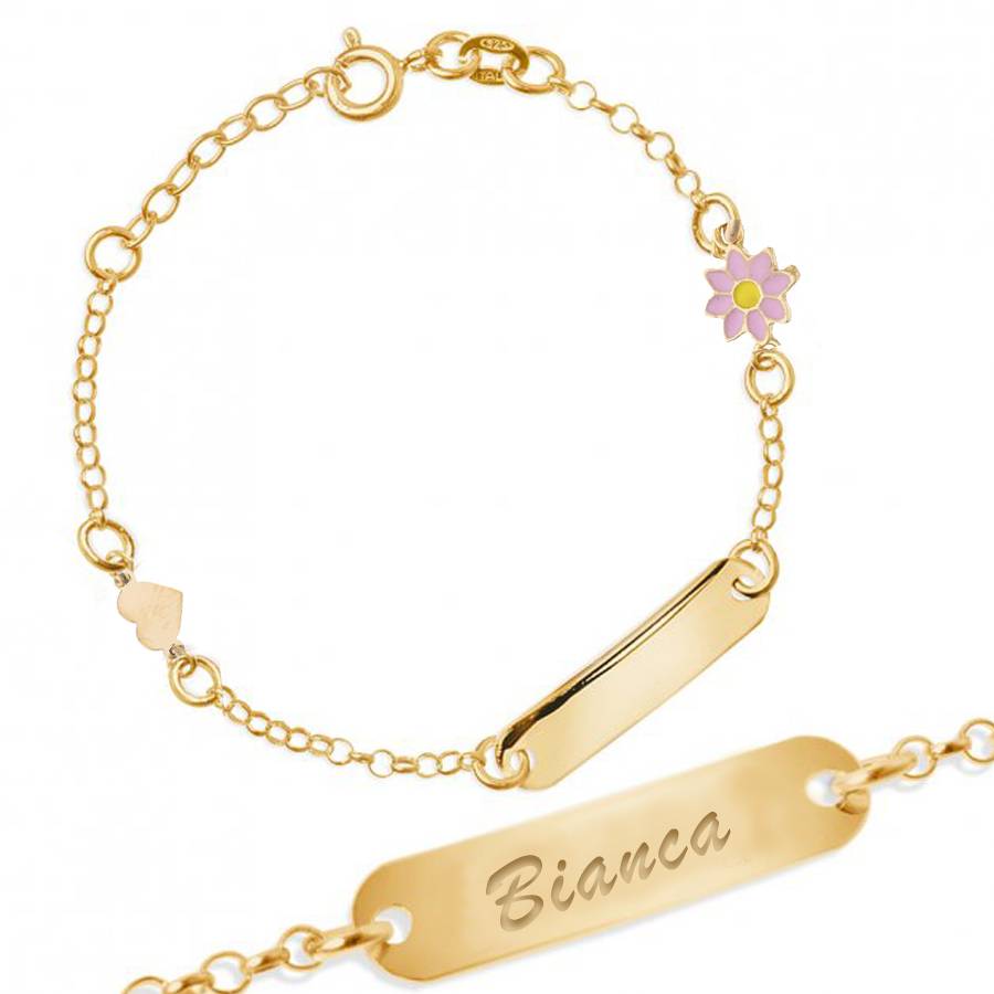 Silver Bracelet with Flower and Smooth Heart