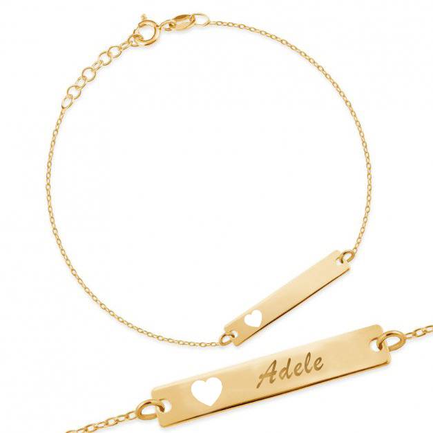 Gold Bracelet with Shaped Heart Plate