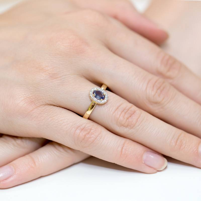 Bague Saphira en Or avec Saphir et 16 Diamants