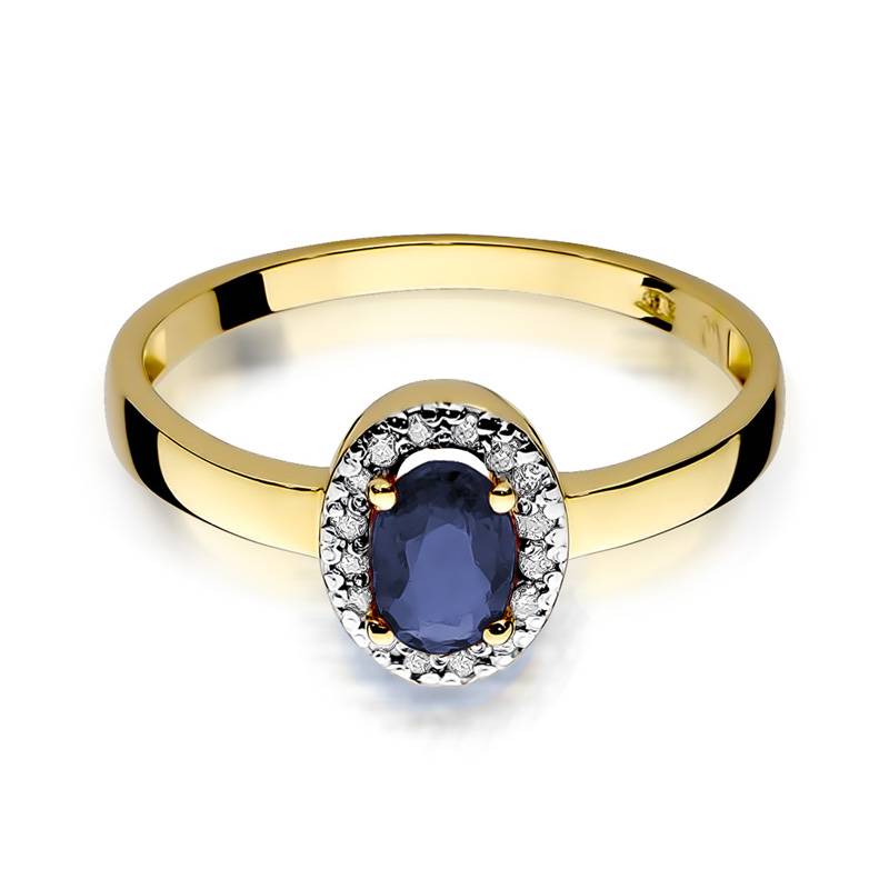 Bague Saphira en Or avec Saphir et 16 Diamants