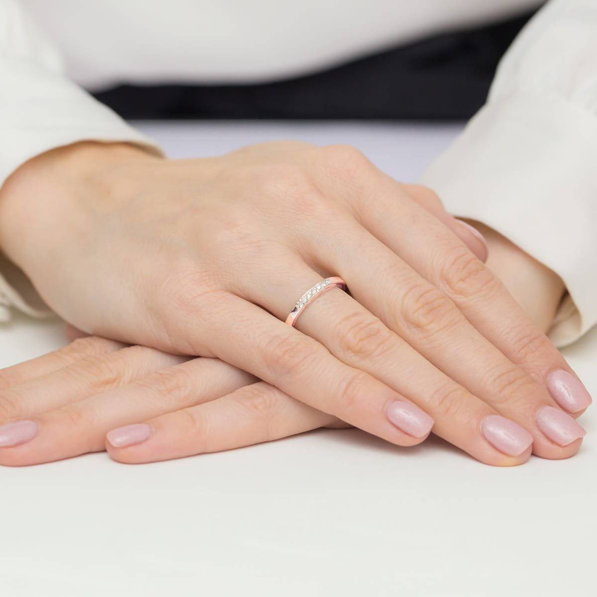 Anillo Riviera Grace en Oro Rosa con Diamantes