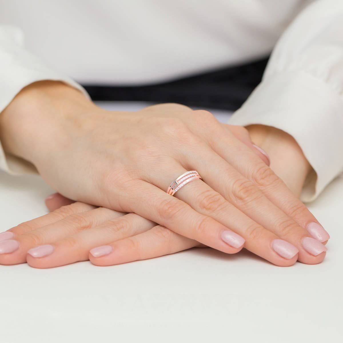 Bague Trinity en Or Rose avec Diamants