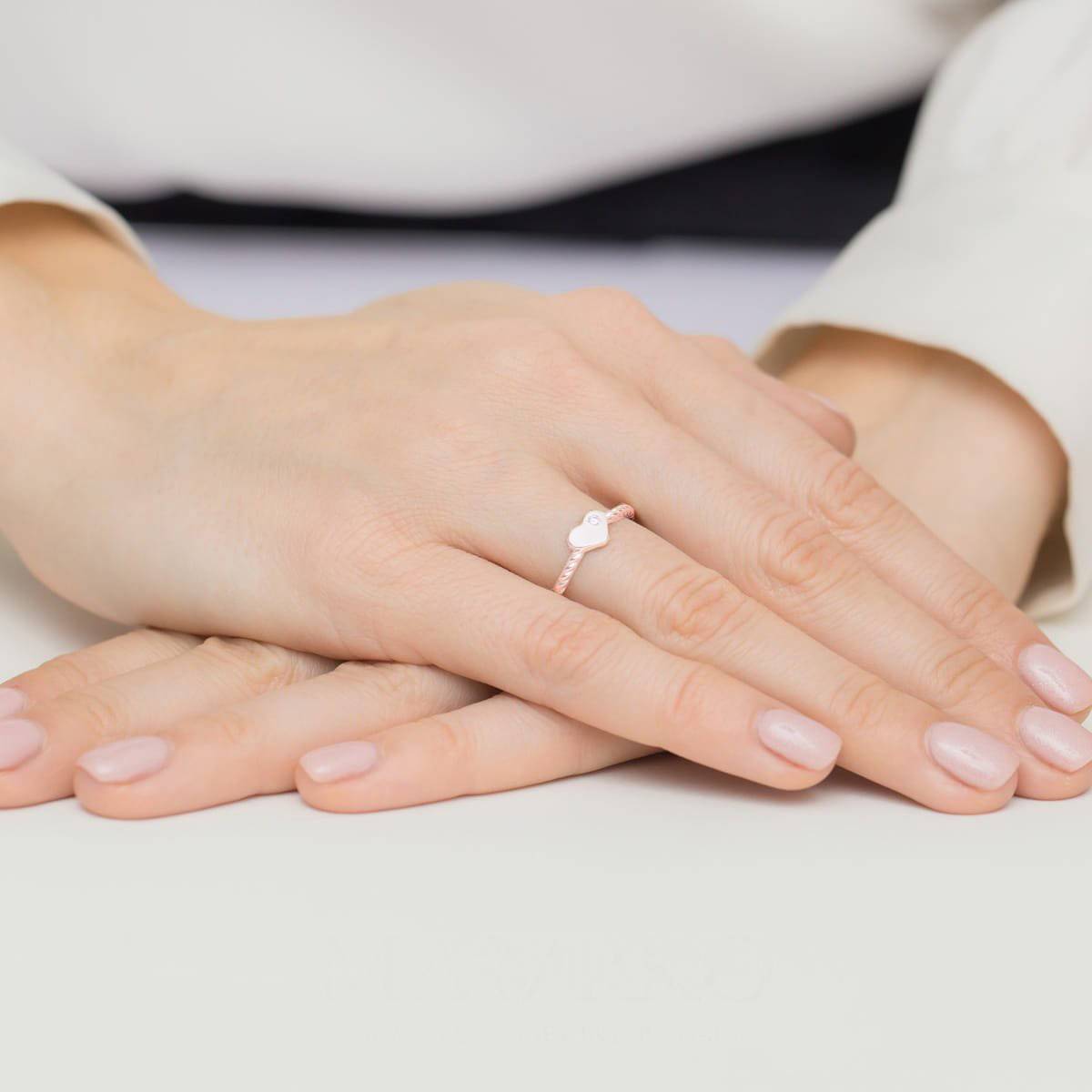 Bague Hearts en Or Rose avec Diamant