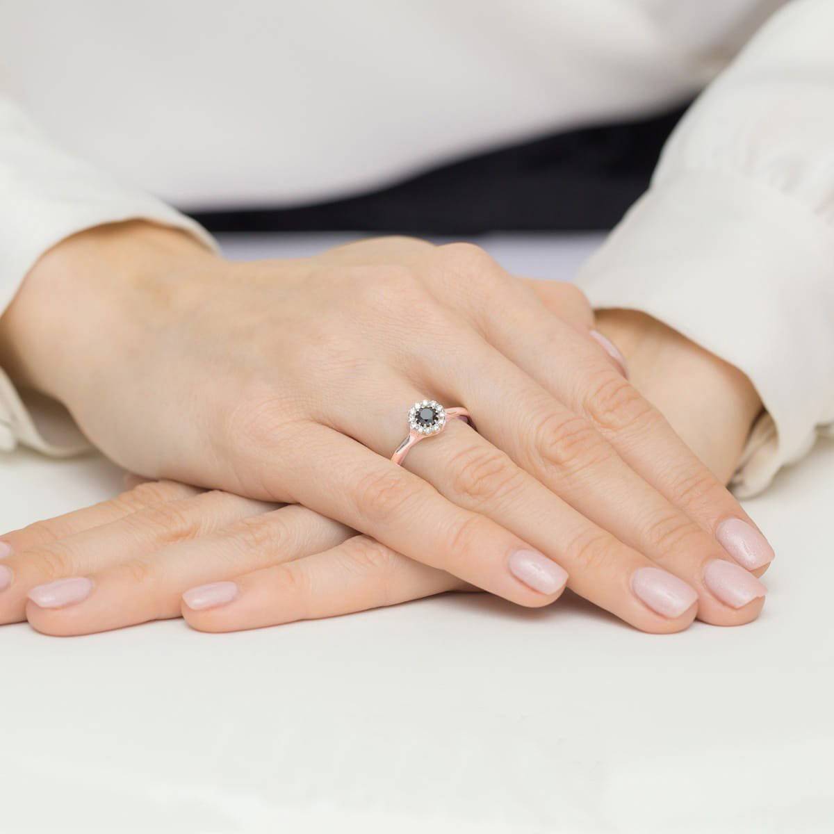 Bague Amélie en Or Rose avec Diamant Noir