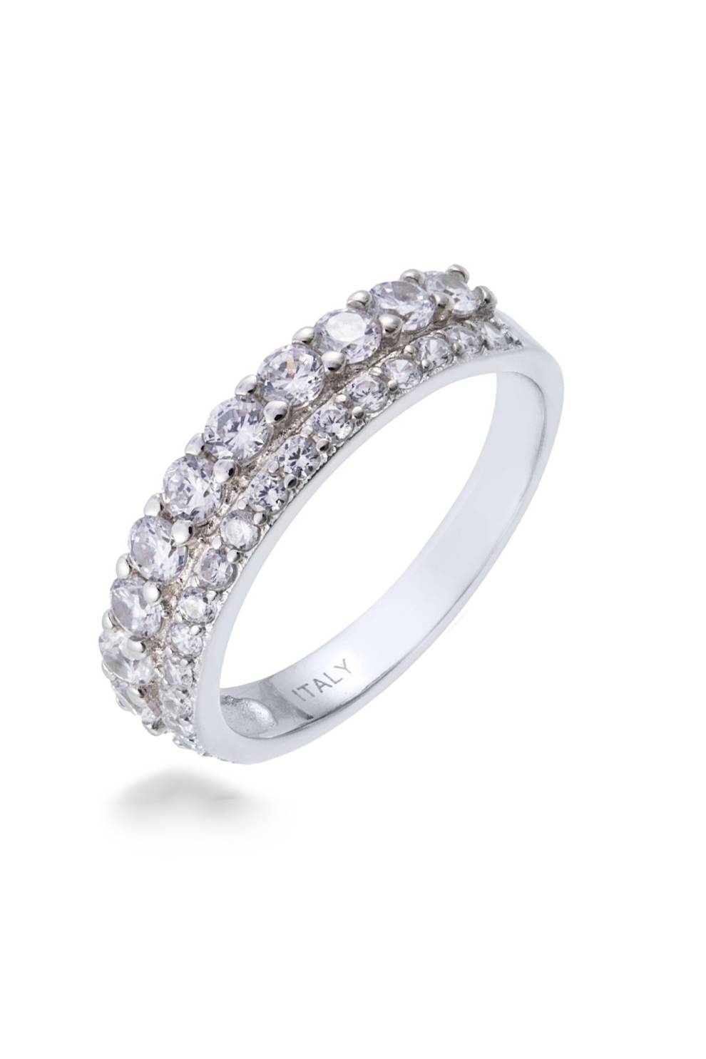 Doppelreihiger Ring mit Zirkonen