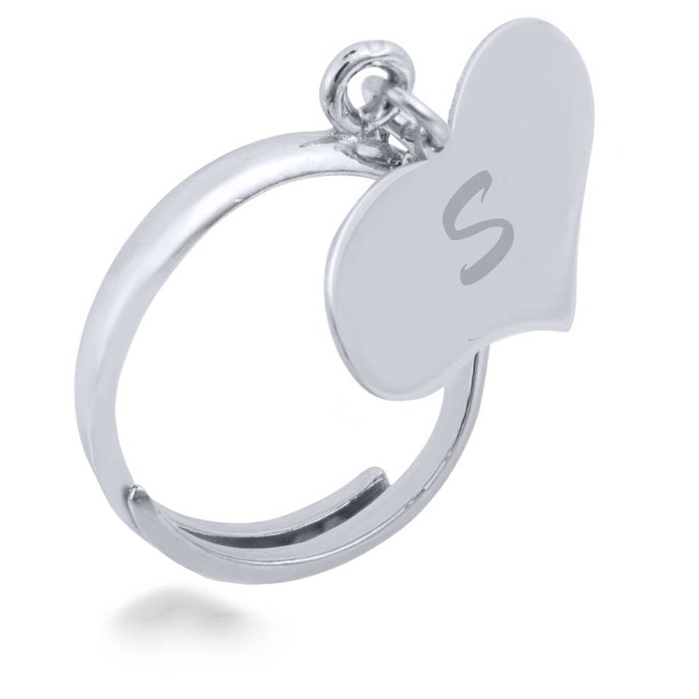 Silver Ring with Hanging Heart
