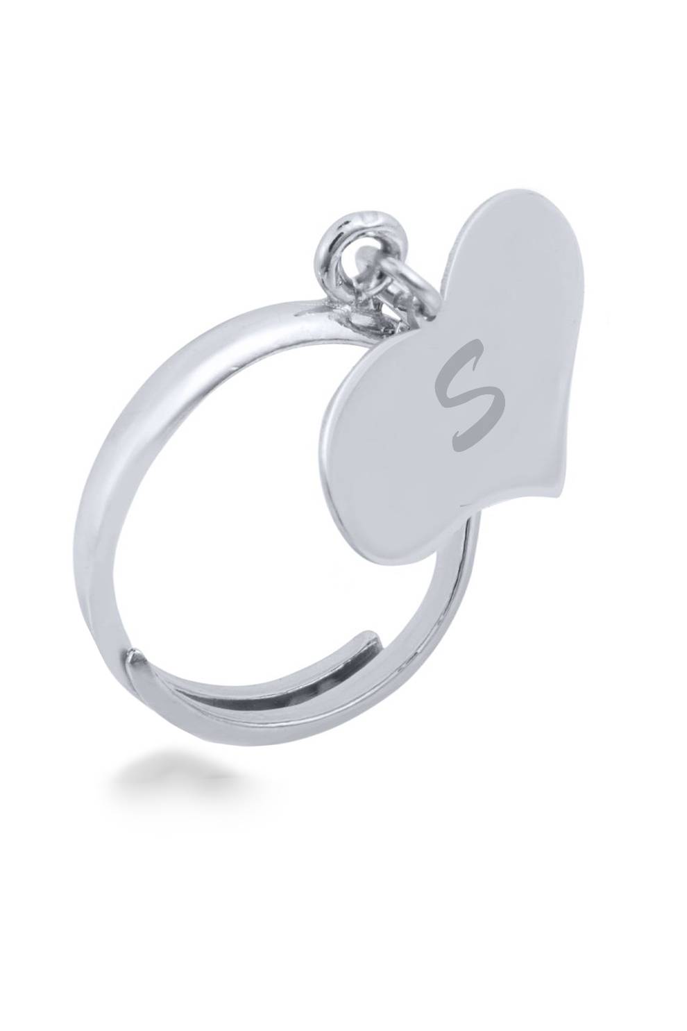 Silver Ring with Hanging Heart