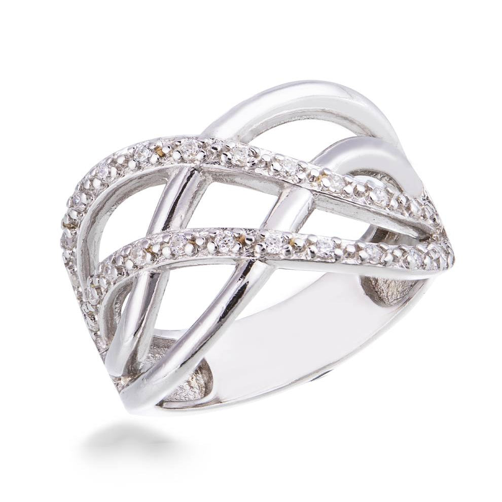 Silver Braided Ring with Zirconia