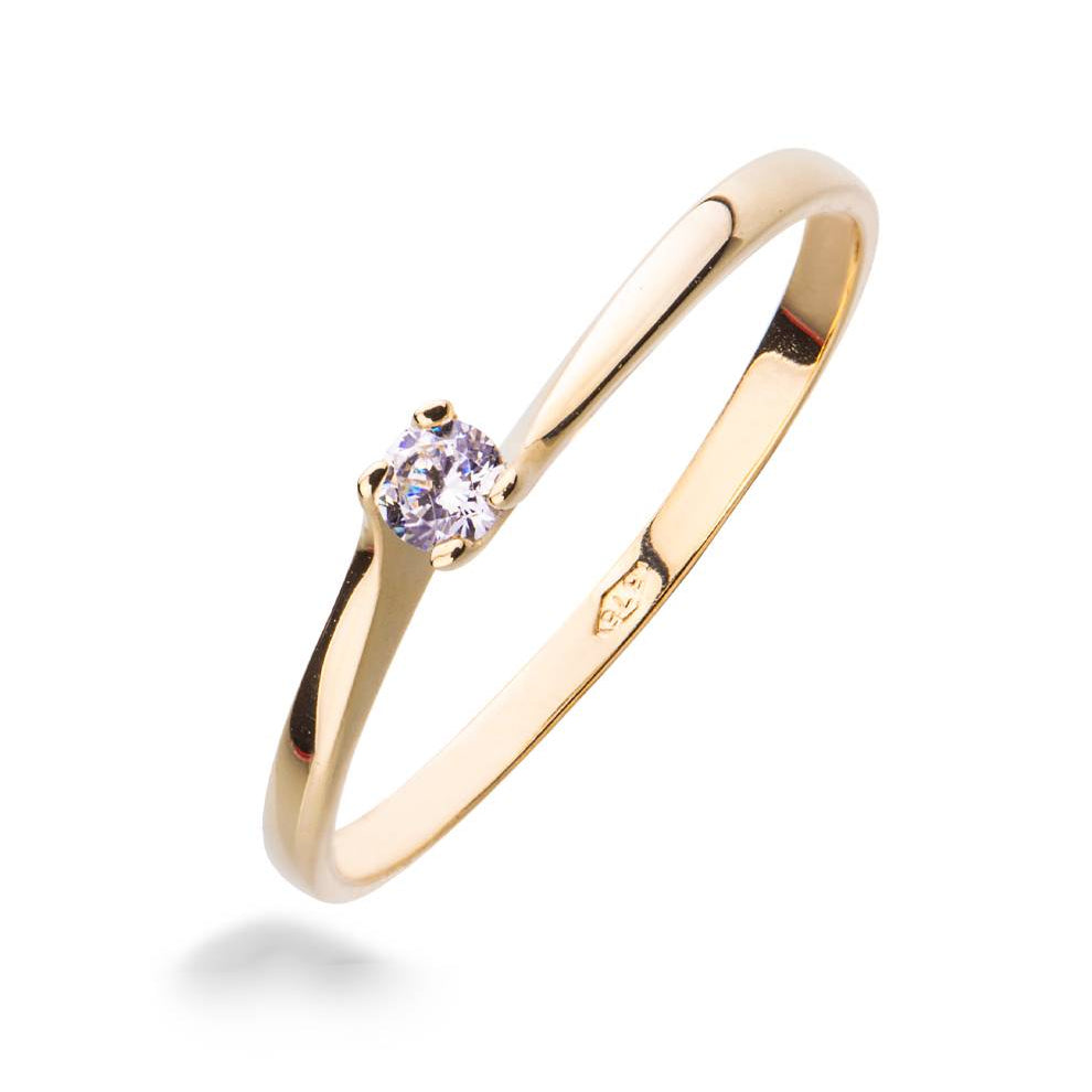 Gold Solitaire Sissi Ring with Cubic Zirconia