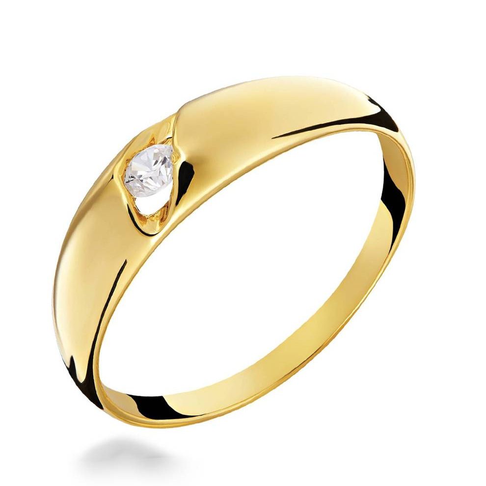 Anello in Oro Solitario a Fascia con Punto Luce