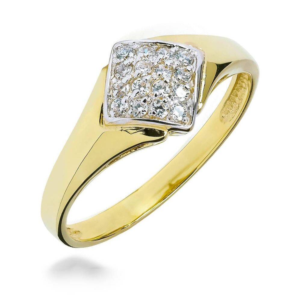 Anillo de Oro Banda Rombo Brillante