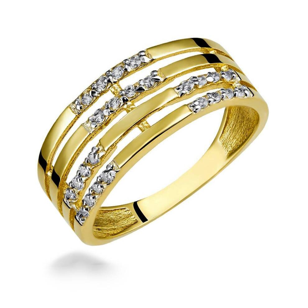 Anillo de Oro de Banda Abierta con Circonitas