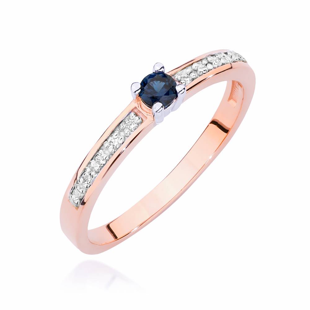 Anello Veretta Kate in Oro Rosa con Zaffiro