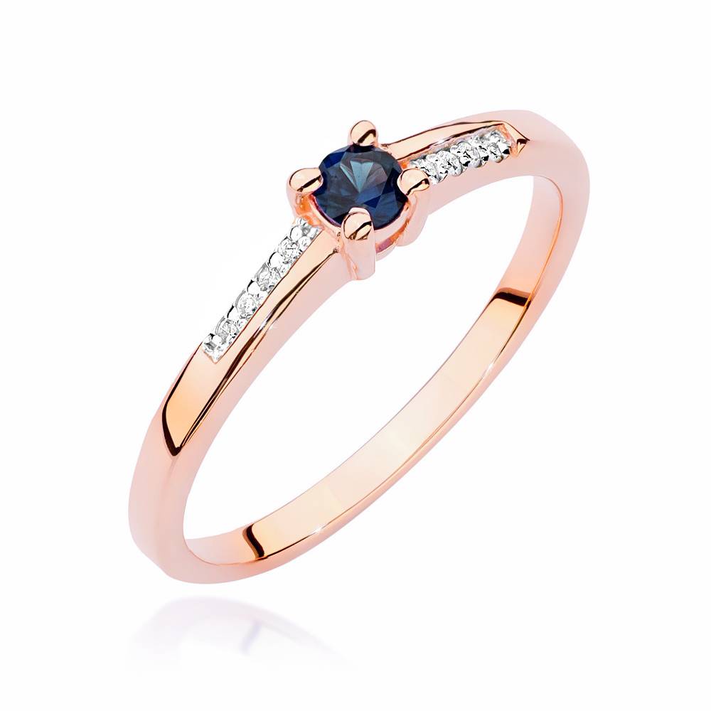 Bague Kate en Or Rose avec Saphir et Diamants