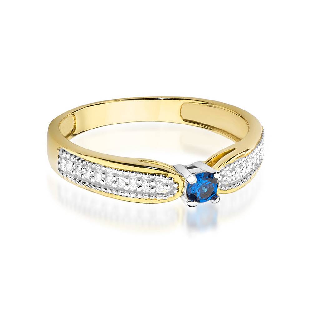 Bague en or avec saphir 0,15 ct et 18 diamants 0,09 ct