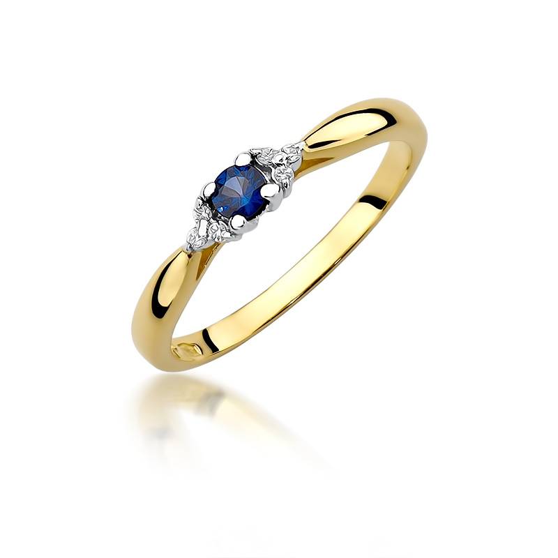 Anello Saphira in oro con Zaffiro e 6 Diamanti
