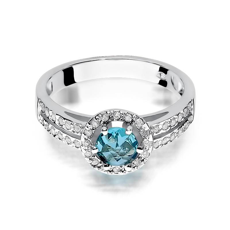 Bague en or avec topaze 0,50 ct et 40 diamants 0,20 ct