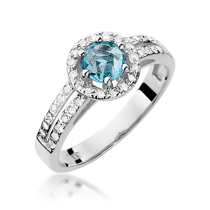 Bague en or avec topaze 0,50 ct et 40 diamants 0,20 ct