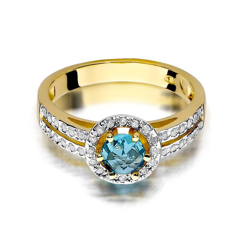 Bague en or avec topaze 0,50 ct et 40 diamants 0,20 ct