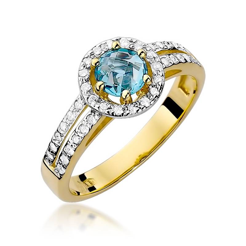 Bague en or avec topaze 0,50 ct et 40 diamants 0,20 ct