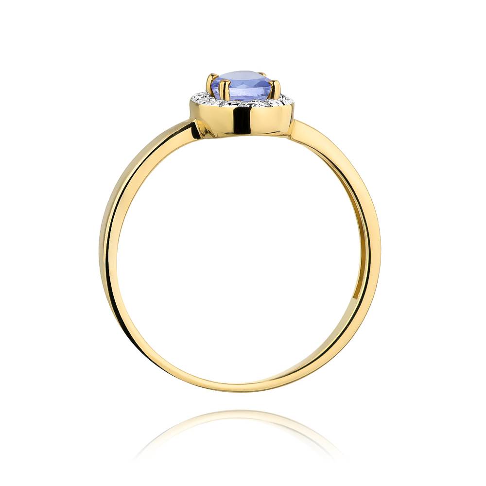 Gold Ring with 0.40 ct Tanzanite and 16 Diamonds 0.08 ct