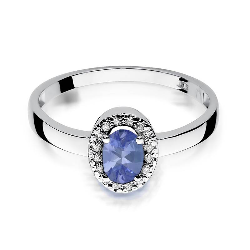 Gold Ring with 0.40 ct Tanzanite and 16 Diamonds 0.08 ct