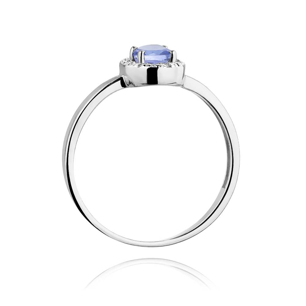 Gold Ring with 0.40 ct Tanzanite and 16 Diamonds 0.08 ct